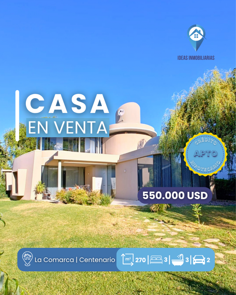 Casa 3 Dormitorios + Estudio | Barrio Privado La Comarca