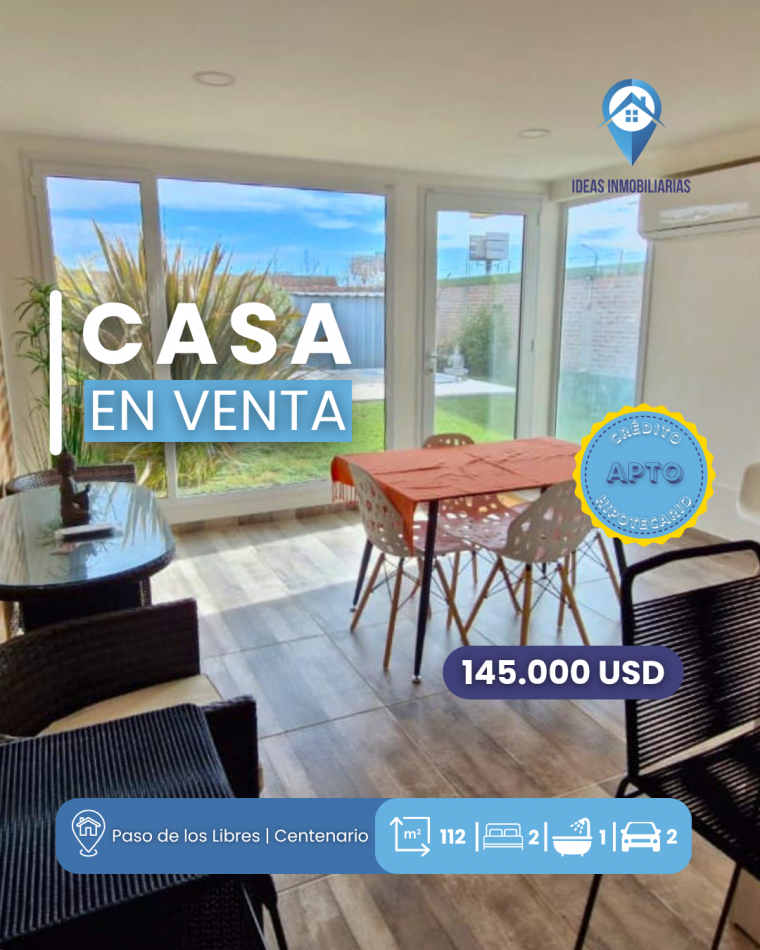 Casa 2 Dormitorios | Piscina | Centenario