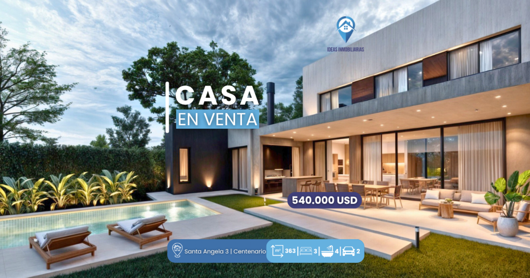 En Pozo: Casa Gerencial en Santa Angela 3 | Centenario