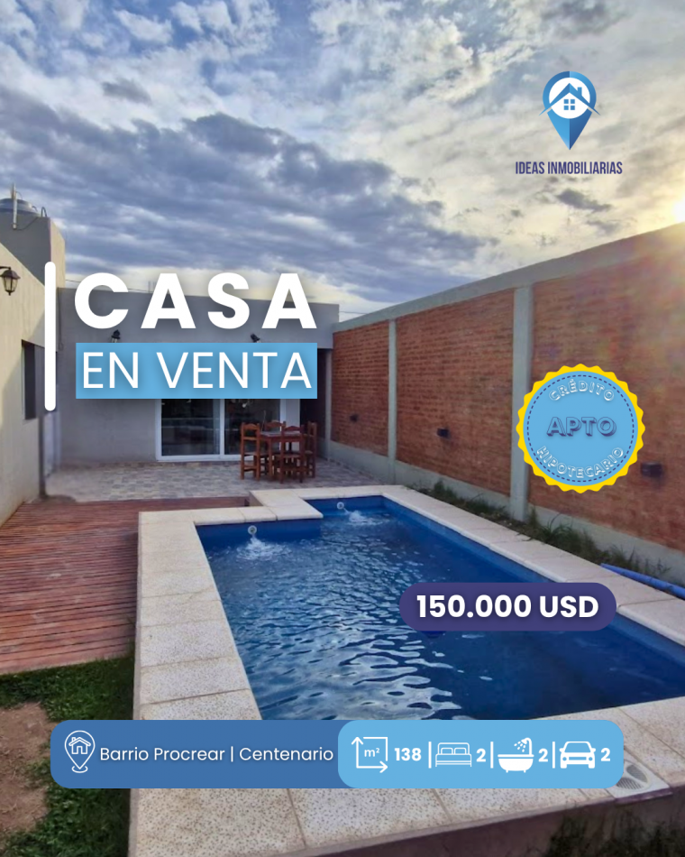 Casa con piscina y quincho | Apta Credito Hipotecario | Centenario