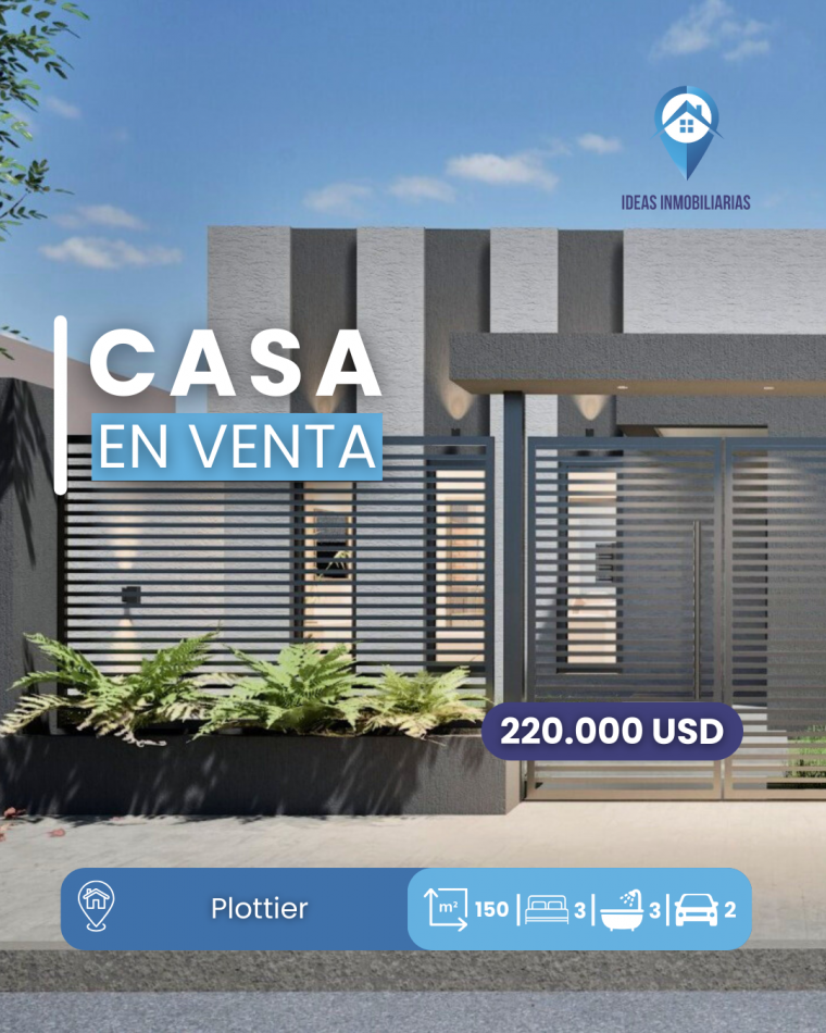 Casa en pozo de 3 dormitorios en Plottier 