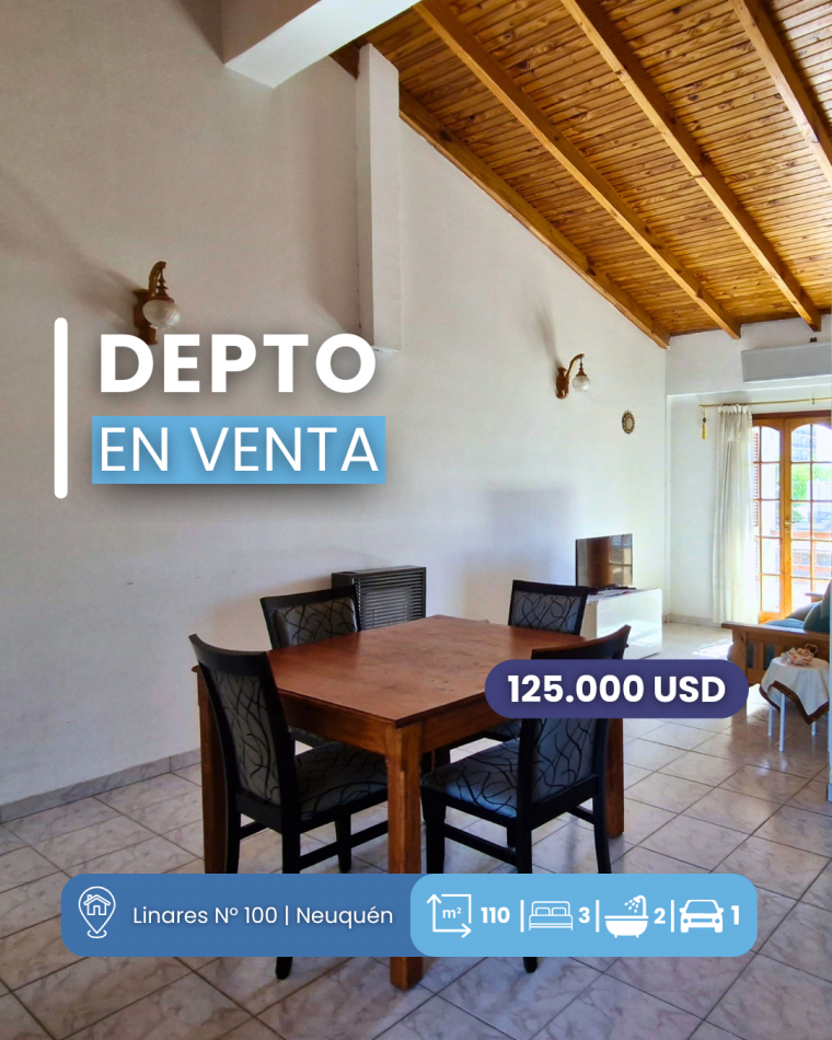 Departamento 3 dormitorios + Cochera — Int. Pedro Linares 100 